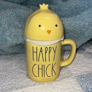 Rae Dunn Spring yellow Happy Chick mug with lid, NWT. Number 213